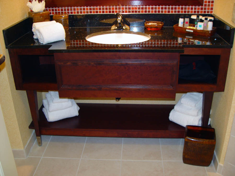 Cherry vanity in Typical Guestroom
