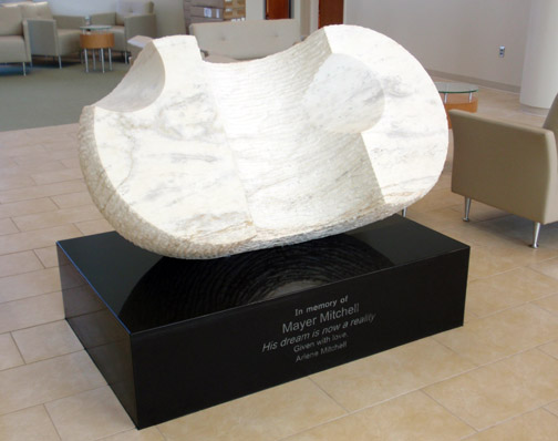 Casey Downing sculpture base: Absolute Black granite with sandcarved donor recognition